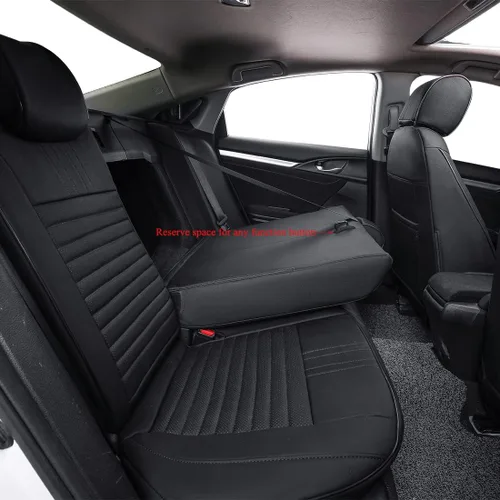 Miniatura 4 de EKR - Fundas de asiento de automóvil a la medida para Honda Civic Sedan, Sport, LX - Cuero sintético (negro)