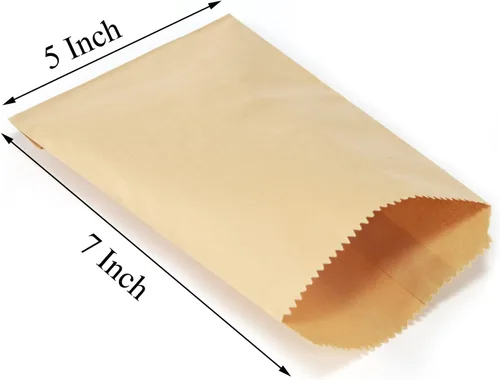 Miniatura 5 de FOCCIUP 100 bolsas de papel kraft marrón de 5 x 7 pulgadas, sobres planos, bolsa de mercancía para fiesta Marrón - 5x7 pulgadas