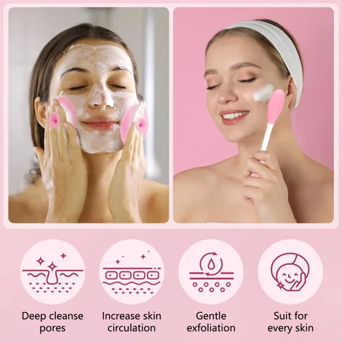 Miniatura 2 de Exfoliador facial de silicona, 1 cepillo exfoliante para labios, 1 cepillo de limpieza, 2 exfoliadores de mascarilla facial, herramienta