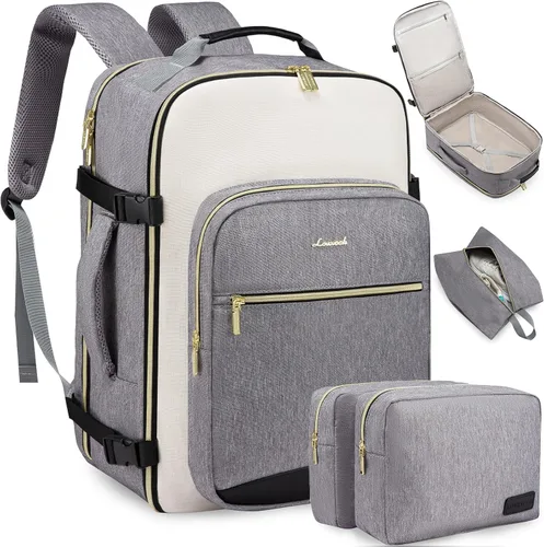 Miniatura 17 de LOVEVOOK Mochila de Viaje Grande para Mujeres Equipaje de Mano Mochila Bolsas de Artículos Personales Esenciales, Caqui-beige, Mochilas de viaje