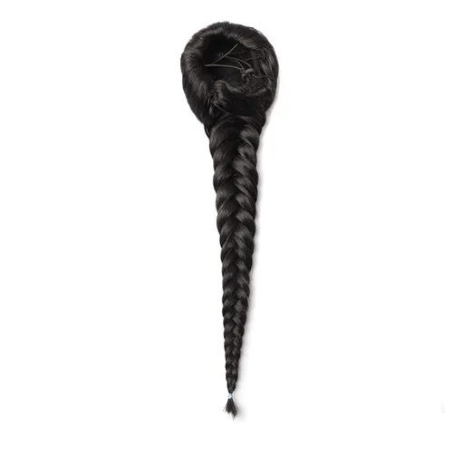 Miniatura 3 de Extensiones de cola de caballo trenzadas de espina de pescado de 15 pulgadas, extensiones de cabello sintético rizado con cordón de cola de caballo