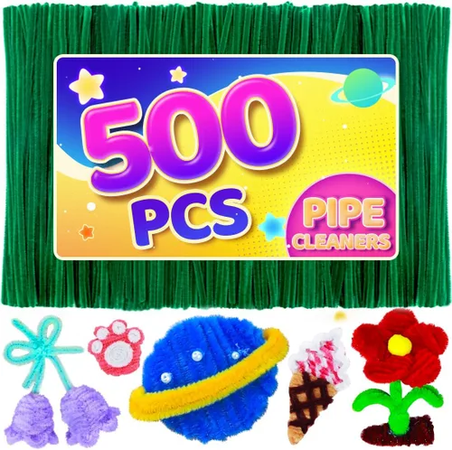 Miniatura 7 de Eppingwin 200 piezas Limpiapipas, Limpiapipas Verde Brillante Suministros para Manualidades, Tallos de Chenilla para Proyectos de Artes y Verde