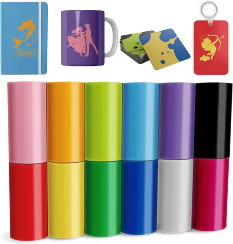 Miniatura 6 de Lucky Goddness Hojas de transferencia de color sólido, 16 piezas de papel de transferencia preimpreso de color liso de 4.5 x 12 pulgadas para tazas