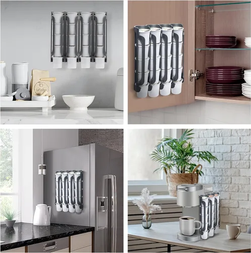 Miniatura 6 de Soporte para tazas K para Keurig: soportes para cápsulas de café para mostrador de espacio pequeño, soportes para Kcup para montaje en pared