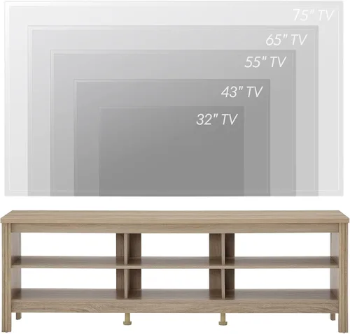 Miniatura 6 de WAMPAT Soporte de TV para 65/70/75 pulgadas, centro de entretenimiento de TV con almacenamiento, mesa consola moderna de mediados de siglo para sala