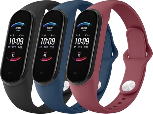 Miniatura 7 de AK Pulseras de silicona – Bandas suaves paquete de 3 para Xiaomi Mi Band 5, Mi Band 6, Amazfit Band 5 y Band 6 – Correa deportiva para mujeres