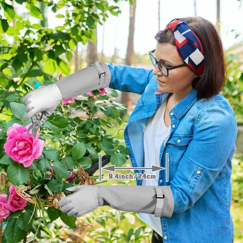 Miniatura 4 de Guantes largos de jardinería para mujeres/hombres, guantes de poda de rosas a prueba de espinas, guantelete resistente, el mejor regalo de jardín