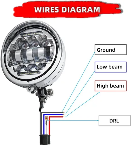 Miniatura 4 de FATECIM Faro delantero LED redondo de 5.75" para motocicleta con visera, 5 3/4 pulgadas, haz alto/bajo, DRL, lámpara frontal de montaje inferior