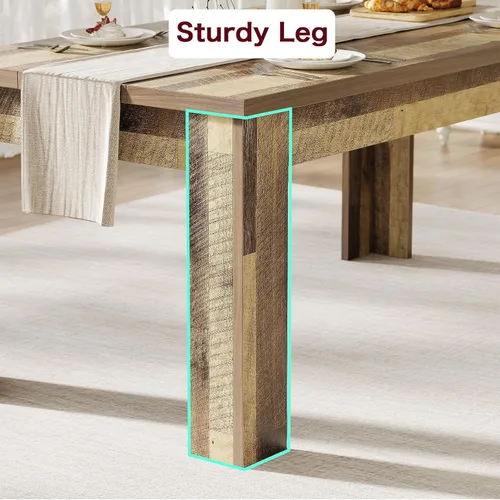 Miniatura 7 de CABIHOME 63" Rectangular Dining Table for 4-6, Farmhouse Large Kitchen Table, Sturdy Frame, 4 Triangular Stable Legs, Thickened Tabletop, Ideal for