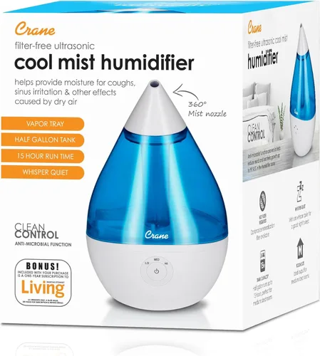 Miniatura 9 de Crane Humidificador ultrasónico de neblina fría , Azul, TV209643, 19watts, 230 volts Azul & blanco