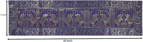 Miniatura 2 de Camino de mesa tradicional de seda rectangular decorativo, mantel de seda para centro de mesa con diseño floral ético, alfombrilla para mesa 152,4 x