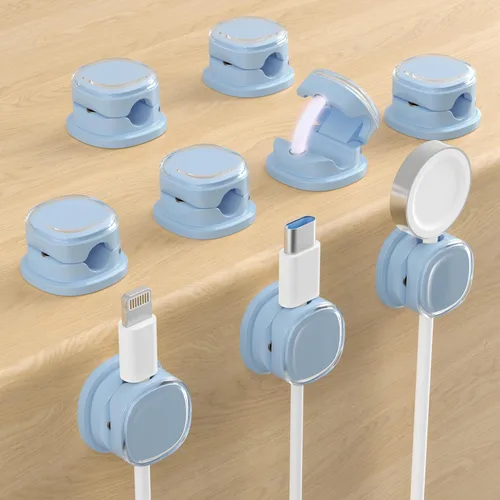 Miniatura 14 de Clips de cable magnéticos, soporte de cable ajustable, organizador adhesivo de alambre para hogar, oficina, escritorio, teléfono, PC, automóvil