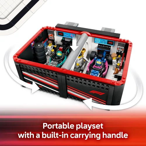 Miniatura 3 de LEGO City F1 Garage & Mercedes-AMG y Alpine Cars Toy – Modelo de juguete de construcción de autos de carreras y juego portátil para niños, niños