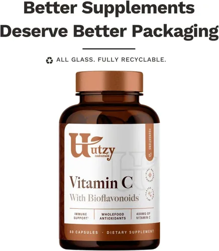 Miniatura 8 de Utzy Naturals Complejo de vitamina C 400 mg de vitamina C con bioflavonoides de Acercola y cítricos 60 cápsulas
