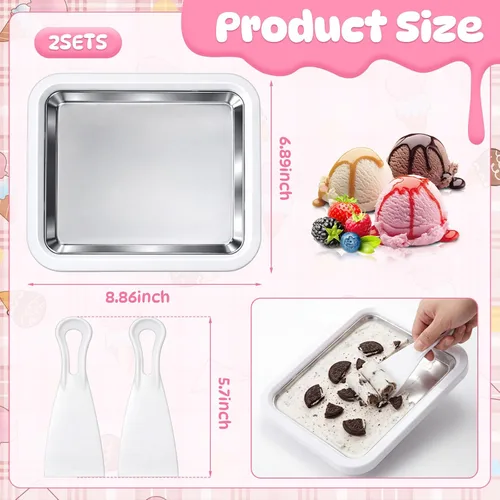 Miniatura 2 de 2 juegos de rodillos de helado instantáneos DIY en casa, máquina de helados enrollados caseros bandeja de yogur congelado para reuniones familiares