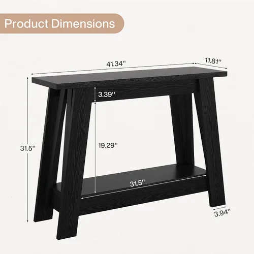 Miniatura 2 de Tribesigns Mesa consola de granja de 41.3 pulgadas, mesa de entrada de madera de 2 niveles con almacenamiento, rústica estrecha detrás del sofá