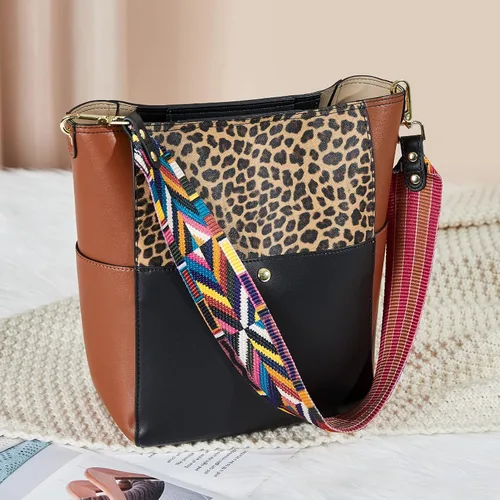 Miniatura 20 de BROMEN Bolsa Hobo para mujer, diseñada con cuero vegano, de hombro, bandolera