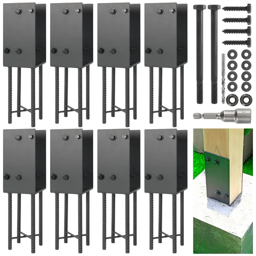 Miniatura 14 de 4"x4" (Real 3.5"x3.5") Soporte de poste en U de acero inoxidable, anclaje de poste para hormigón húmedo, soporte de base de poste resistente