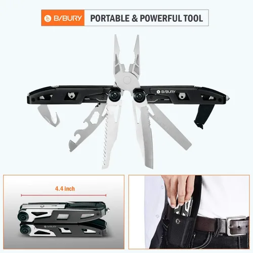 Miniatura 7 de Pinzas multiherramienta 18 en 1, multiusos, cuchillo de bolsillo, de acero inoxidable duradero, multiherramienta para supervivencia, camping, caza