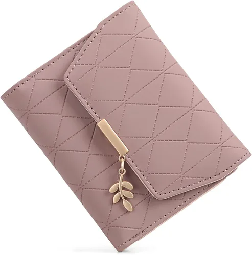 Miniatura 14 de RNIEGA Cartera pequeña de cuero para mujer, con bloqueo RFID, tarjetero compacto con cremallera y bolsillo para monedas con ventana de identificación