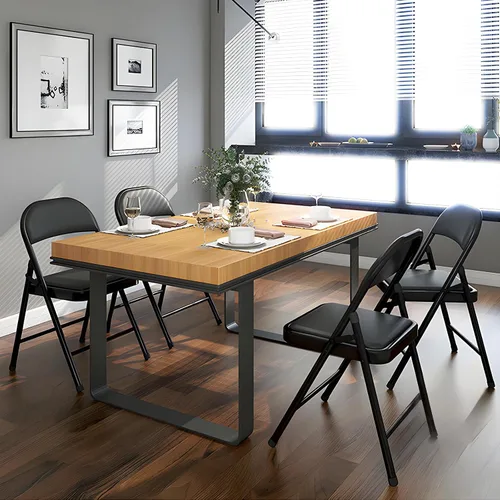 Miniatura 2 de SKONYON Sillas plegables con asientos acolchados, silla plegable negra para uso en exteriores e interiores, capacidad de 330 libras (juego de 6)
