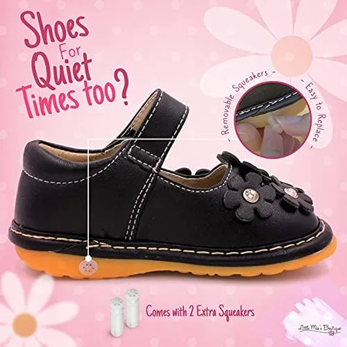 Miniatura 5 de Little Mae's Boutique Mary Jane - Zapatos chirriantes para niñas pequeñas, ideales para caminar con chirriador extraíble y correa ajustable, zapatos