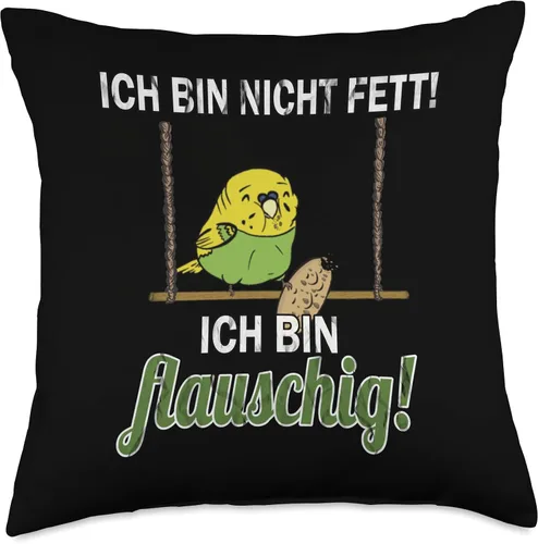 Miniatura 4 de Lustiges Wellensittich T-Shirt Sittich Vogel Shirt Funny Budgie T-Shirt-Nicht Fett sondern Throw Pillow, 16x16, Multicolor