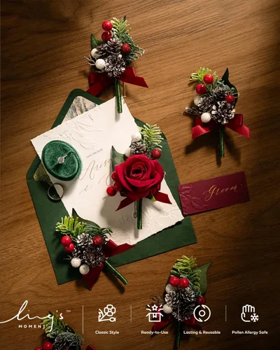 Miniatura 6 de Ling's moment Flores Artificiales 50 Pzas Rosas Rojas Kentucky Decoración con Tallos, 3" Tacto Real DIY Espuma Floral para Ramo de Boda/Centros