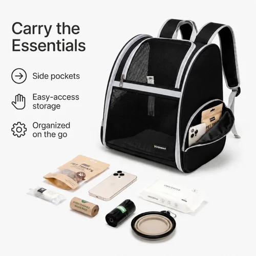 Miniatura 7 de Mochila transportadora para gatos para perros pequeños y gatos medianos, cachorro, gatito, conejo, mochila plegable con malla totalmente ventilada