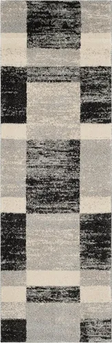 Miniatura 3 de SAFAVIEH Retro Collection - Alfombra de pasillo, 2 pies 3 pulgadas x 7 pies, negro y gris claro, diseño abstracto moderno, no desprende pelusa