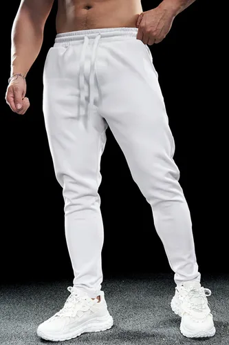Miniatura 3 de GINGTTO Pantalones deportivos para hombre Slim Fit Gris Algodón con Bolsillos