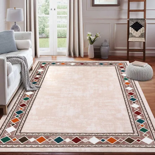 Miniatura 30 de WESTLOOM Alfombra de pasillo de 2 x 6 pies, lavable, moderna, con bordes, antideslizante, resistente a las manchas, borde geométrico, alfombra
