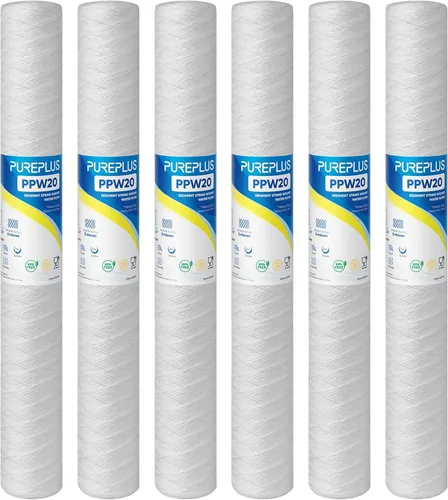 Miniatura 10 de PUREPLUS Filtro de sedimentos para heridas de cuerda para toda la casa de 5 micrones de 10 x 2.5 pulgadas para agua de pozo, cartucho de repuesto