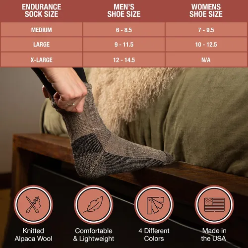 Miniatura 7 de Williamston Alpaca Calcetines Endurance para hombres o mujeres, fabricados en Estados Unidos, cálidos, suaves, lavables a máquina