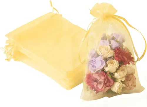 Miniatura 25 de 50 bolsas de organza de Navidad, 4 x 6 pulgadas, pequeñas bolsas de regalo de Navidad con cordón, bolsas de malla para regalo rojo (Red-christmas)