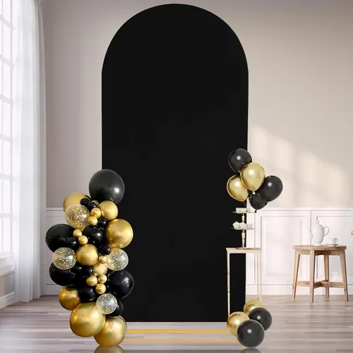 Miniatura 11 de SoarDream Cubierta de telón de fondo de arco de elastano beige ajustada 5 pies, cubierta de arco de boda globo con parte superior redonda, tela