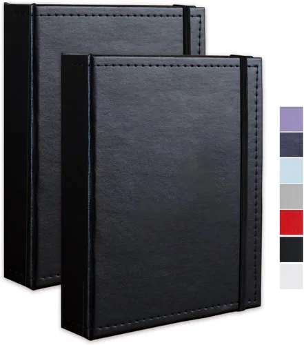 Miniatura 14 de Álbum de fotos pequeño de 4 x 6 pulgadas, paquete de 2 libros de fotos de cuero, cada mini álbum de 26 páginas tiene capacidad para 52 fotos, Rojo