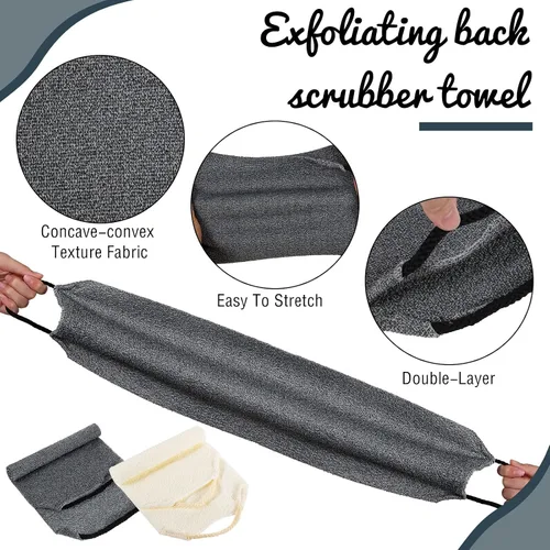 Miniatura 3 de Exfoliante de espalda para ducha, paño para la espalda, toalla de longitud extendida, de nailon, con correa elástica, paño de lavado para baño