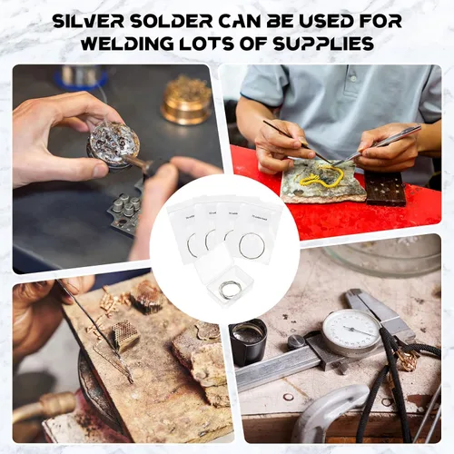 Miniatura 7 de Shimeyao 4 piezas de alambre de soldadura plateado 4 tipos de alambre de soldadura para fabricación de joyas, reparación de electrónica, calibre 26