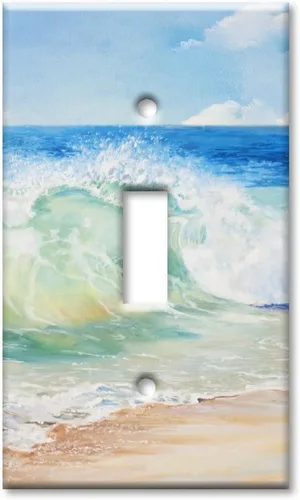 Miniatura 8 de Art Plates - Placa de interruptor de palanca doble - Placa decorativa de pared de metal con interruptor de luz de 2 cuadrillas - Pintura de playa