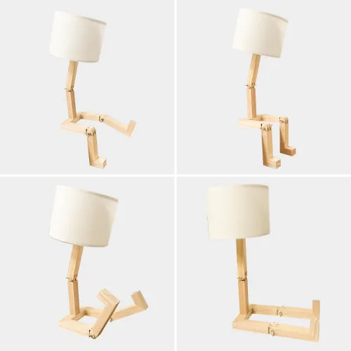 Miniatura 4 de Lámpara de mesa robótica, bonita luz de noche, brazos y patas de madera ajustables, bonita lámpara de escritorio, iluminación de noche novedosa