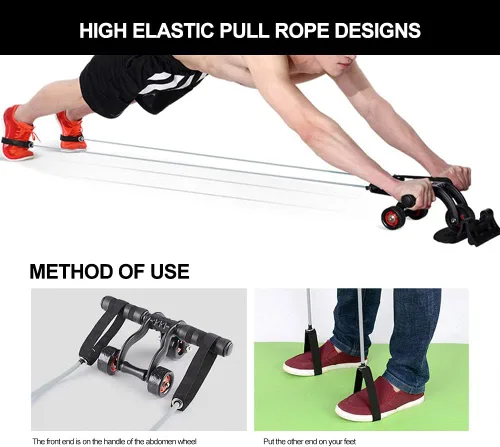 Miniatura 3 de 2 bandas elásticas de ejercicio para rueda abdominal de 19.7 pulgadas, cuerdas de rodillo abdominal, cuerdas de resistencia al ejercicio, correas
