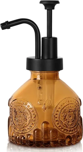 Dispensador de jabón de vidrio ámbar, dispensador pequeño de jabón de manos para baño, botella de jabón líquido y loción con bomba, dispensador de