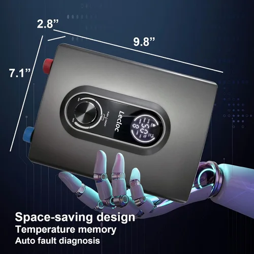 Miniatura 8 de Mini calentador de agua caliente instantáneo sin tanque para debajo del fregadero, eléctrico de 3 kW 120 V, enchufe, pantalla digital LED grande