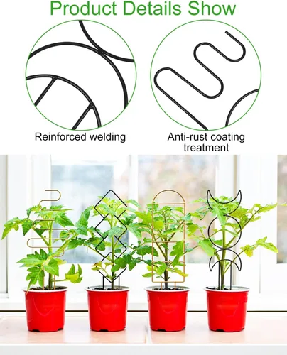 Miniatura 5 de Paquete de 4 enrejados de plantas trepadoras de interior, enrejado pequeño para plantas en macetas al aire libre, enrejado de metal para plantas