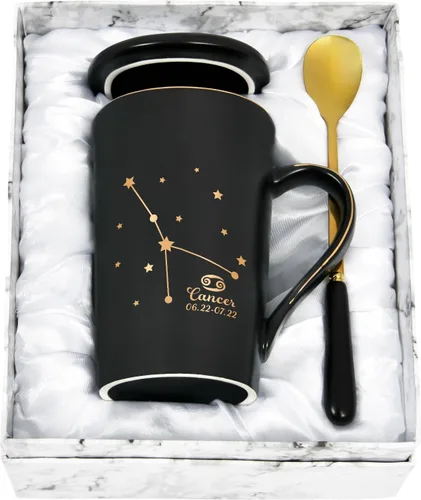 YHRJWN - Taza de café del zodiaco de cáncer para mujeres, hombres y niñas - Diseño de estrella con signo de constelación - Regalo de cumpleaños de