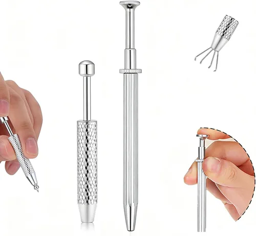 Miniatura 12 de Herramienta de Agarre de Bola Cónica para Perforación para Reemplazo de Joyería - Herramienta Aplicadora de Aretes de Acero Inoxidable con Parte