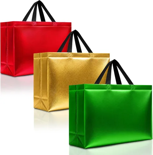 Miniatura 21 de Nush Nush Bolsas de regalo extragrandes de colores mixtos, juego de 12 bolsas de regalo extragrandes reutilizables de colores surtidos con asas