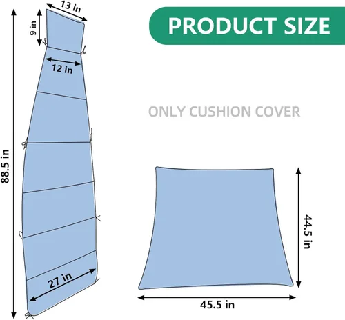 Miniatura 3 de MICTONY Funda de cojín de repuesto para silla de salón colgante para exteriores, tela suave impermeable (cojín no incluido), color azul