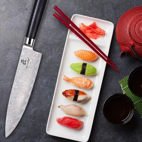 Miniatura 6 de Deco Chef Cuchillo de chef profesional de acero de Damasco de alto carbono de 8 pulgadas, 67 capas AUS-10, calidad japonesa afilada con mango